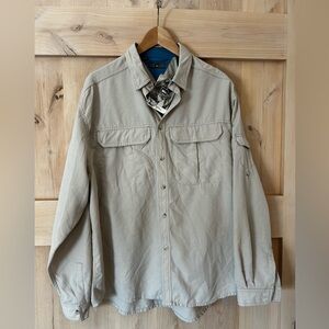 NWT!!! REI Men's Long Sleeve Sahara Tan Tech Shirt, Size Large.